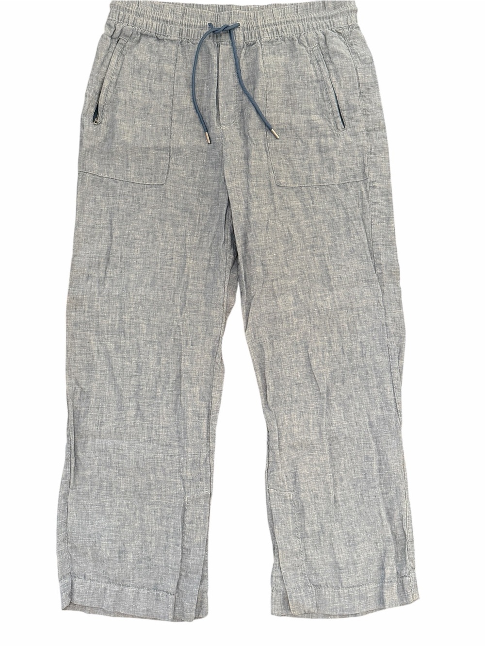 Athleta Chambray Wide-Leg Linen Drawstring Pants with zipper pockets Size 10